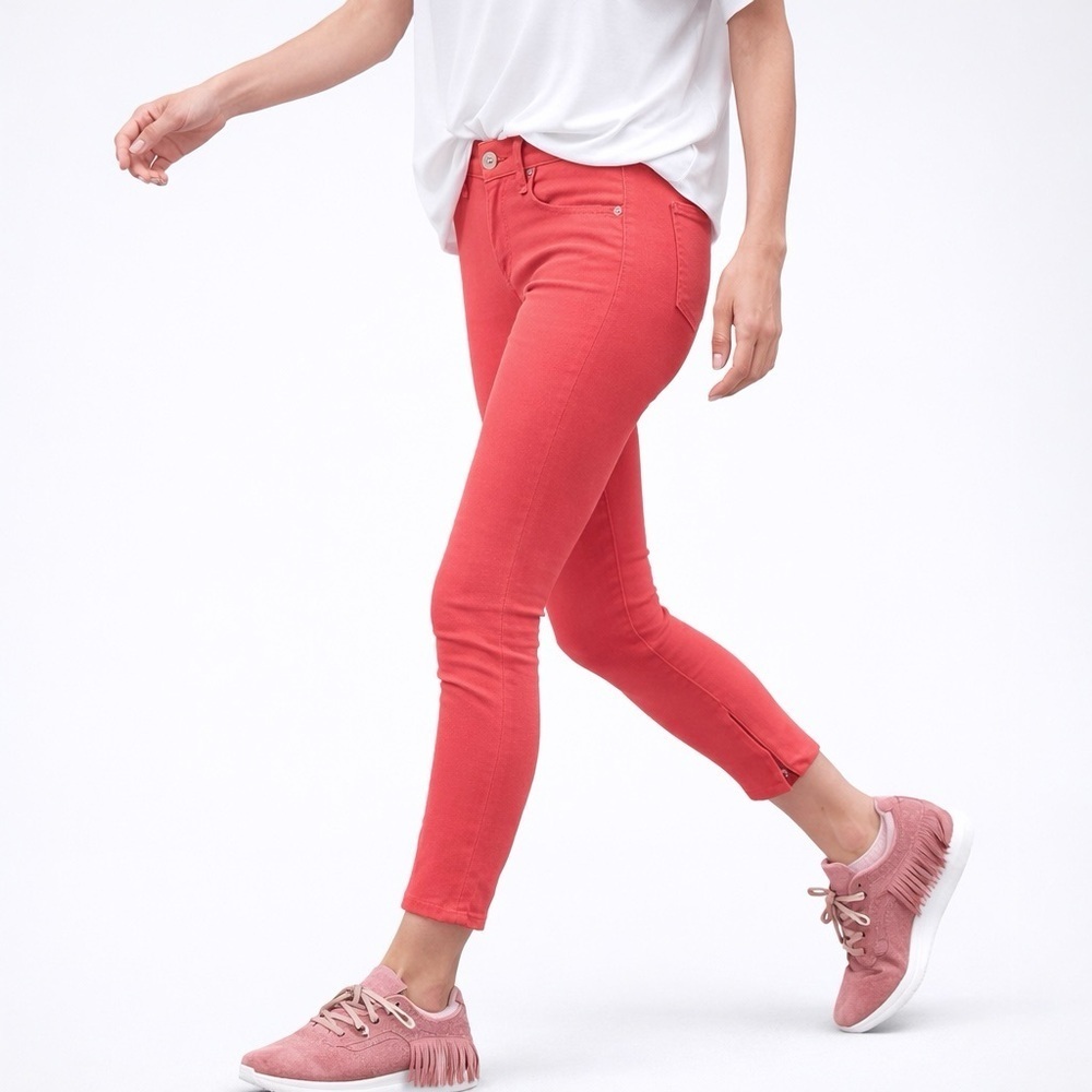 RAG & BONE The Zipper Capri Jeans Pants Skinny Ankle Summer Coral Red Size 28